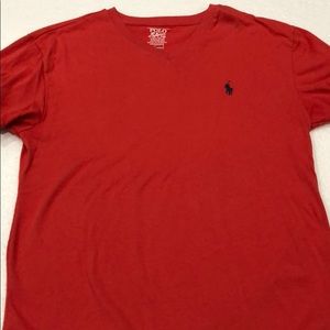 Polo Ralph Lauren Red V Neck T Shirt Small
